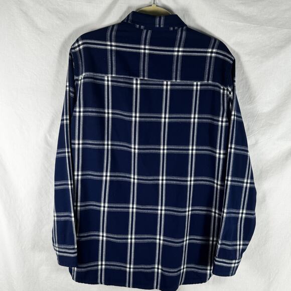 Jachs Girlfriend Womens Flannel Shirt Large Blue White Plaid Button Up EUC - Picture 7 of 10